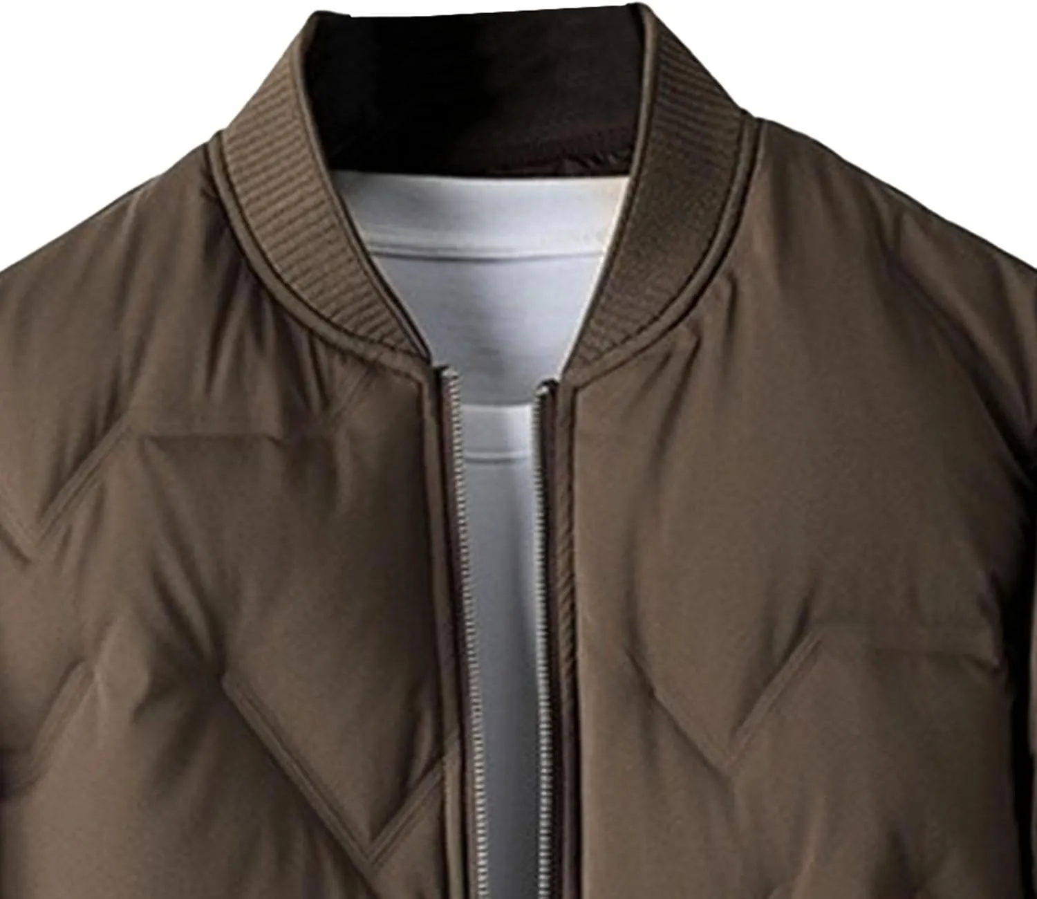 Mens Casual Bomber Jacket Full Zip Warm Winter Padded Coats Outwear Windproof Quilted Varsity Baseball Jacket