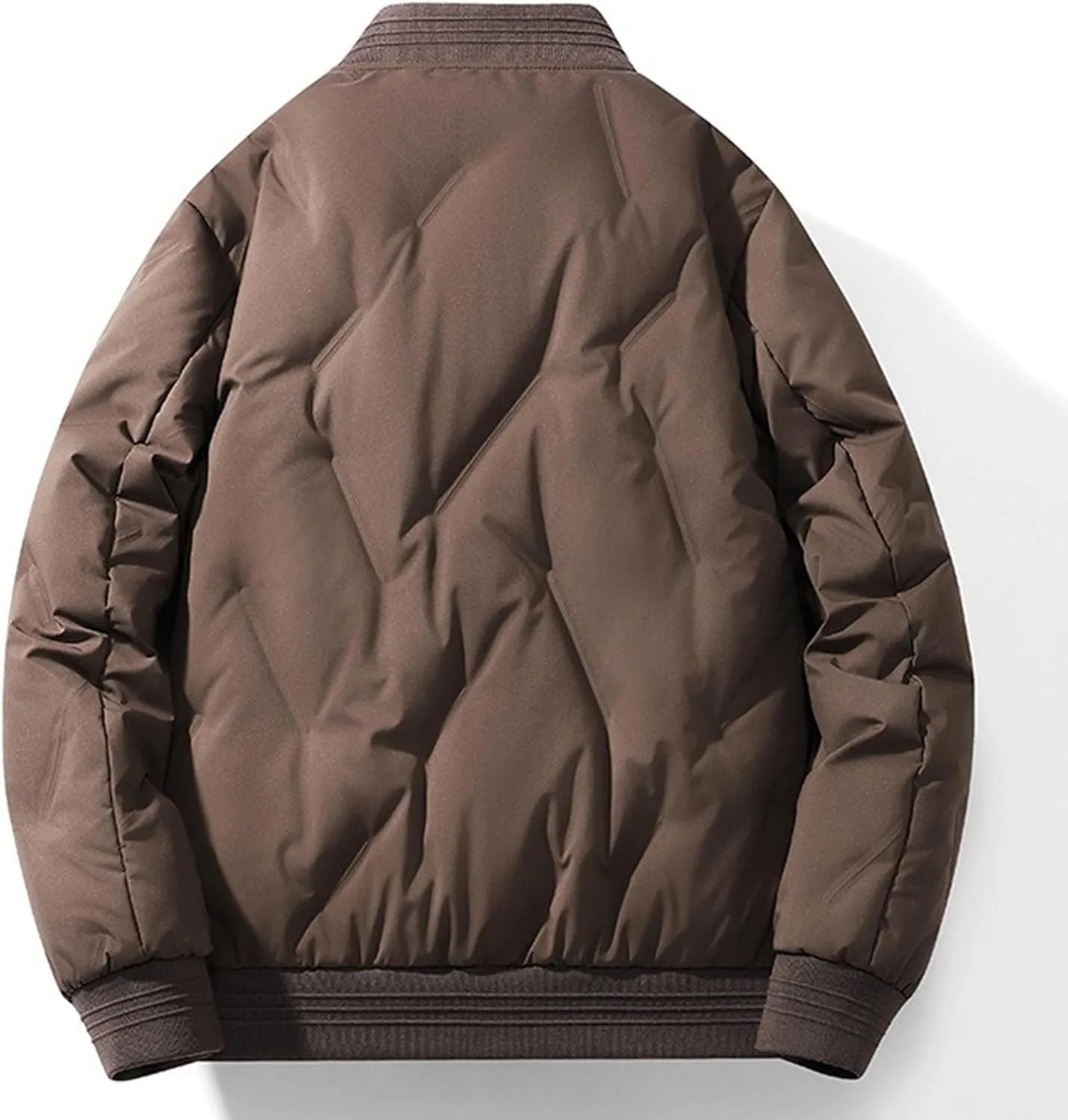 Mens Casual Bomber Jacket Full Zip Warm Winter Padded Coats Outwear Windproof Quilted Varsity Baseball Jacket