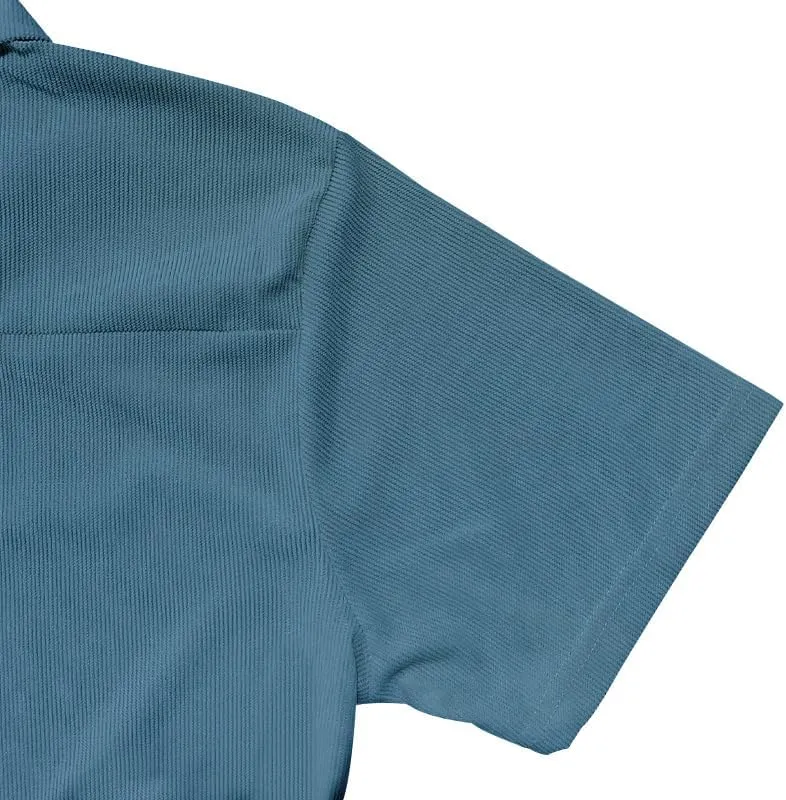Mens Polo Shirts Casual Quarter Zip up Corduroy Ribbed Polo T Shirts Summer Short Sleeve Lightweight Golf Shirts