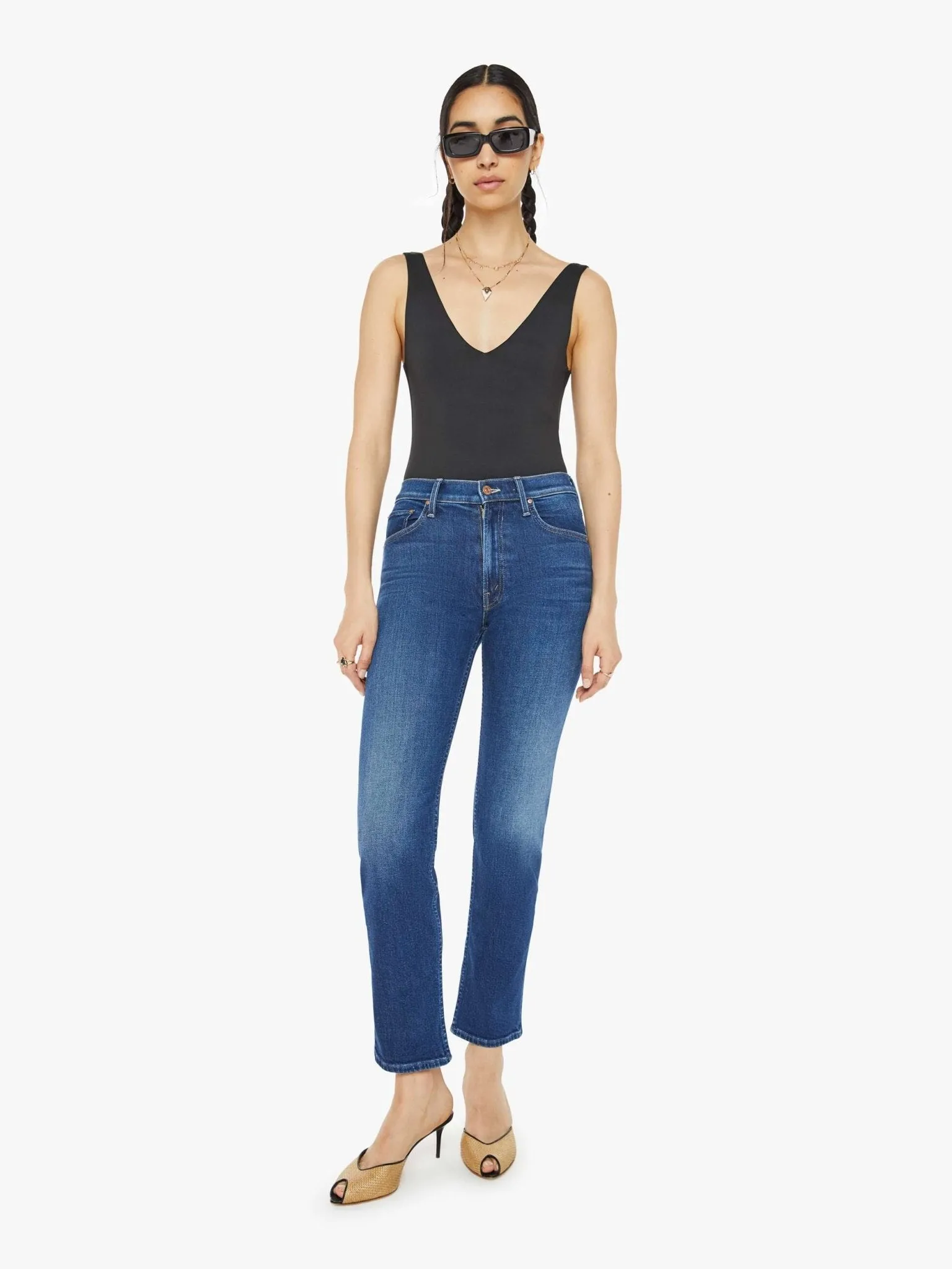 Mother - These Boots Are Made for Walkin' Mid Rise Rider Flood Straight Leg Jean