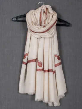 Mother's Day Sabeera Embroidered Shawl, Pure Pashmina Wrap, Very Soft, 40x80"