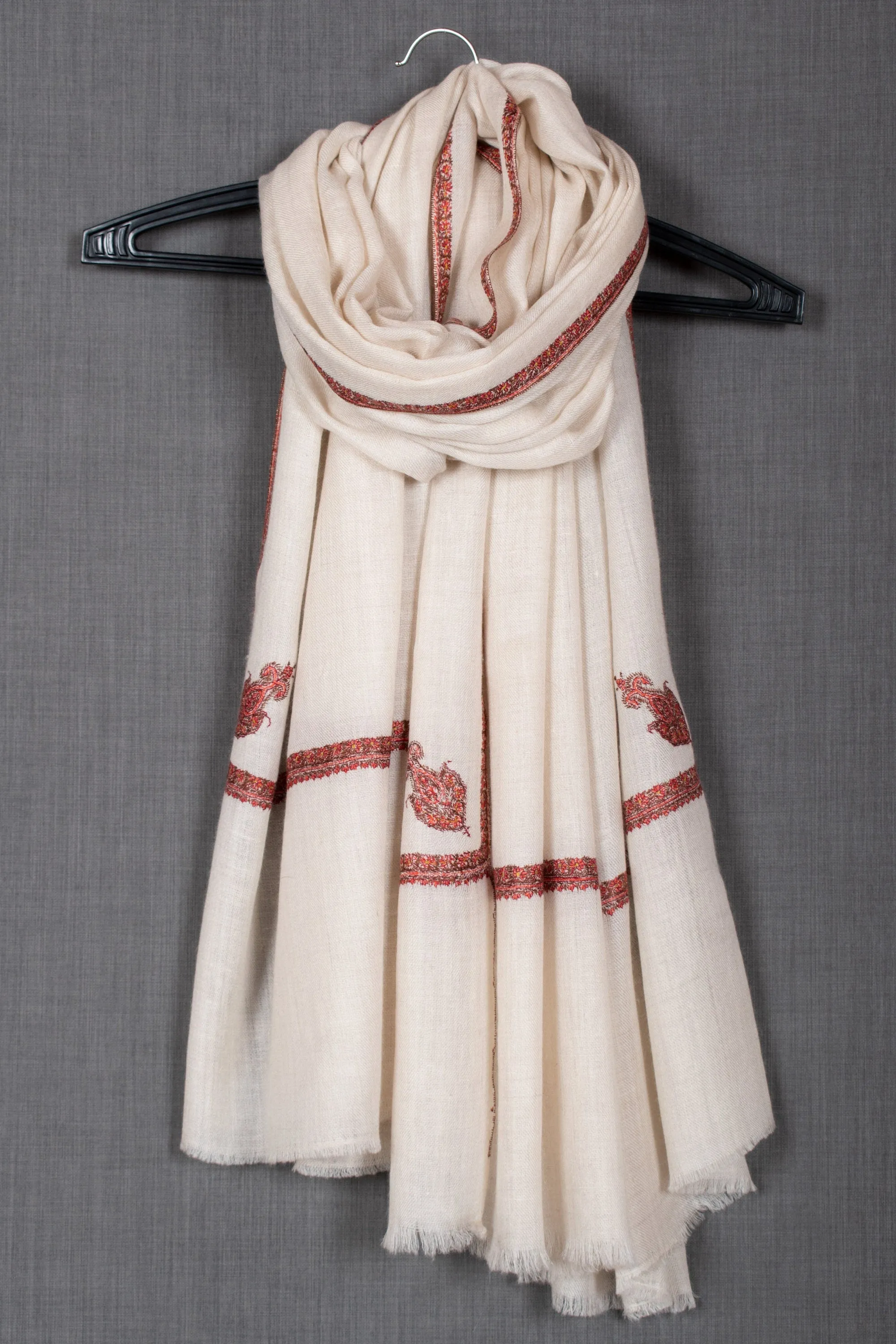 Mother's Day Sabeera Embroidered Shawl, Pure Pashmina Wrap, Very Soft, 40x80"