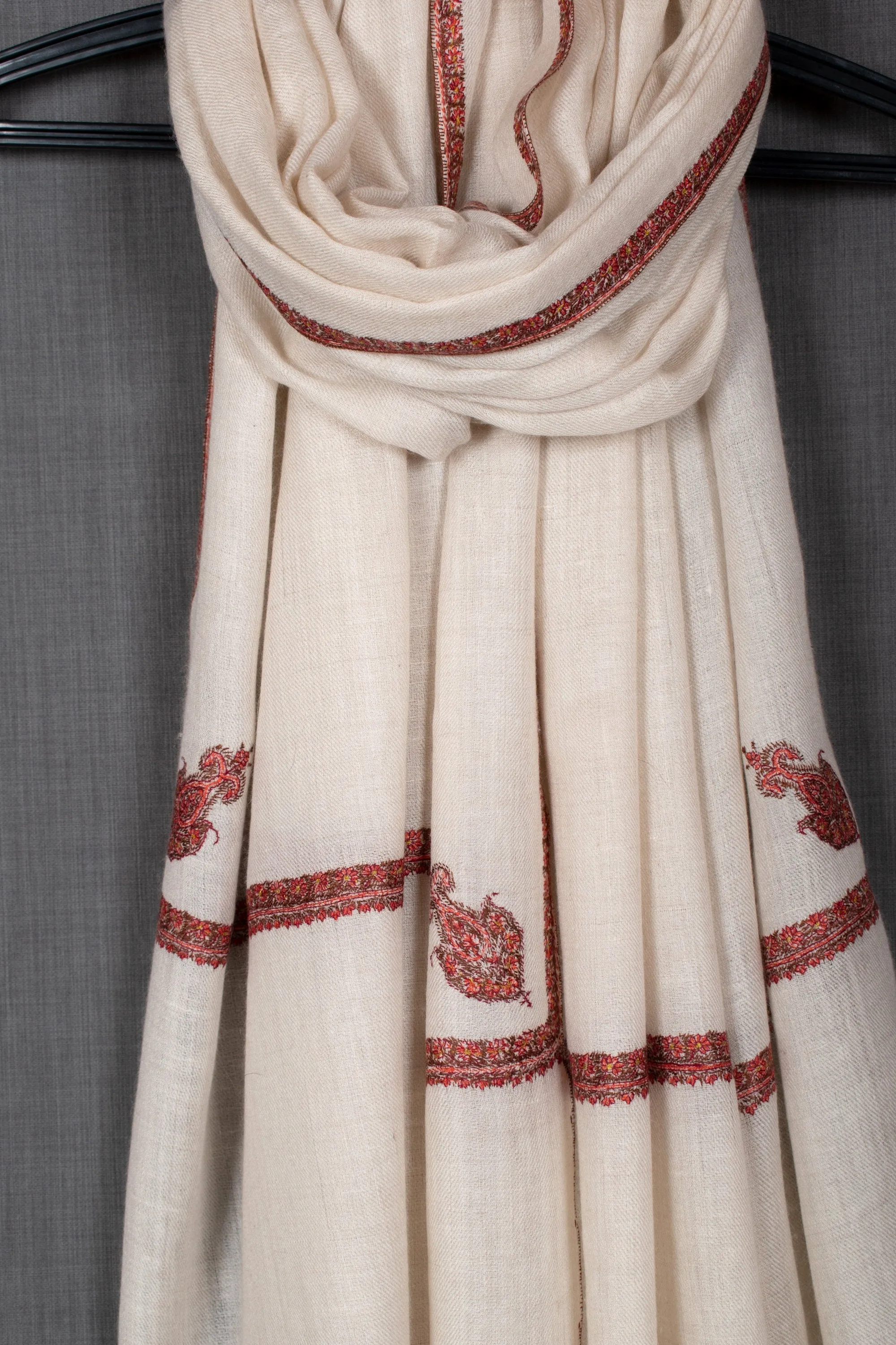 Mother's Day Sabeera Embroidered Shawl, Pure Pashmina Wrap, Very Soft, 40x80"