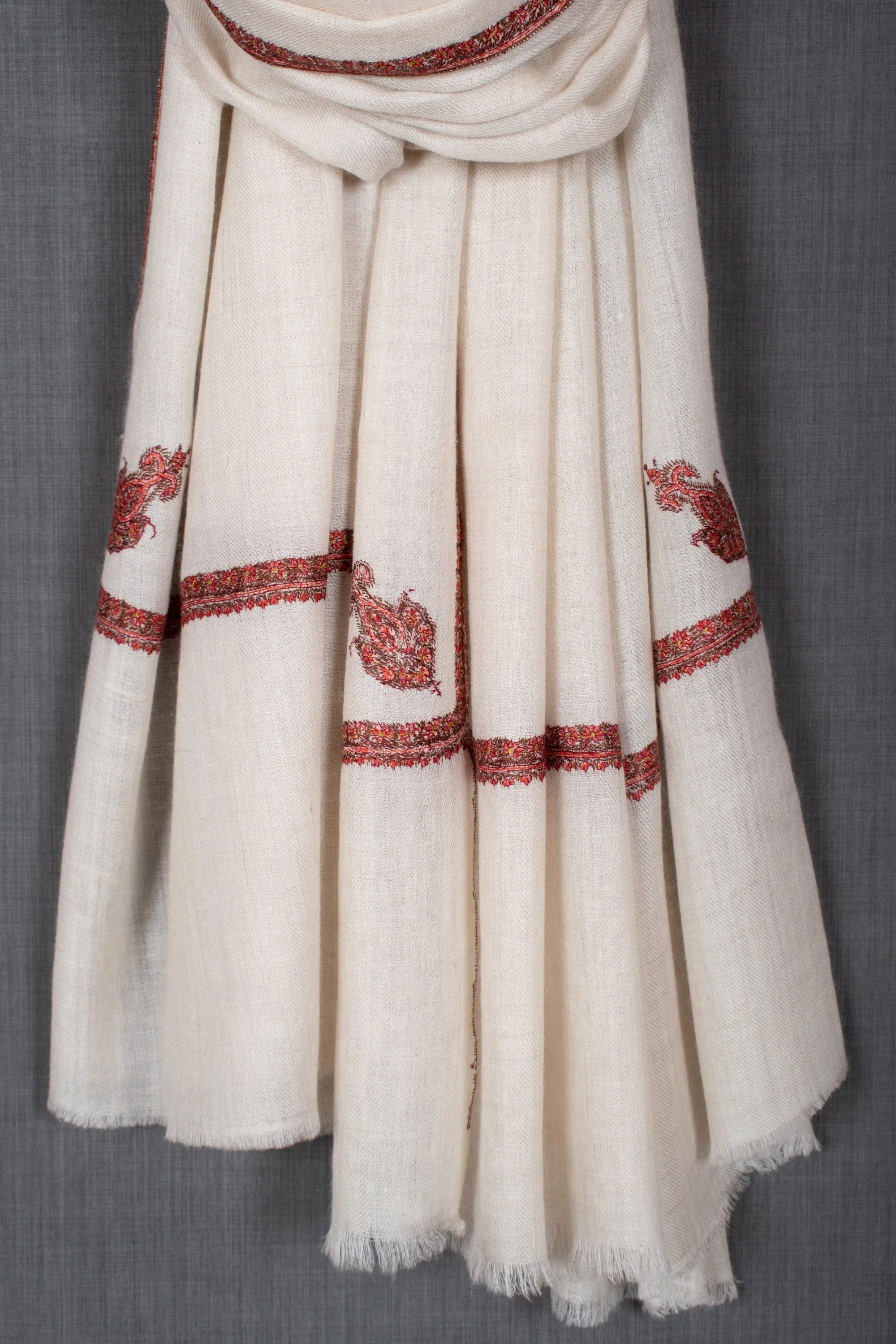 Mother's Day Sabeera Embroidered Shawl, Pure Pashmina Wrap, Very Soft, 40x80"