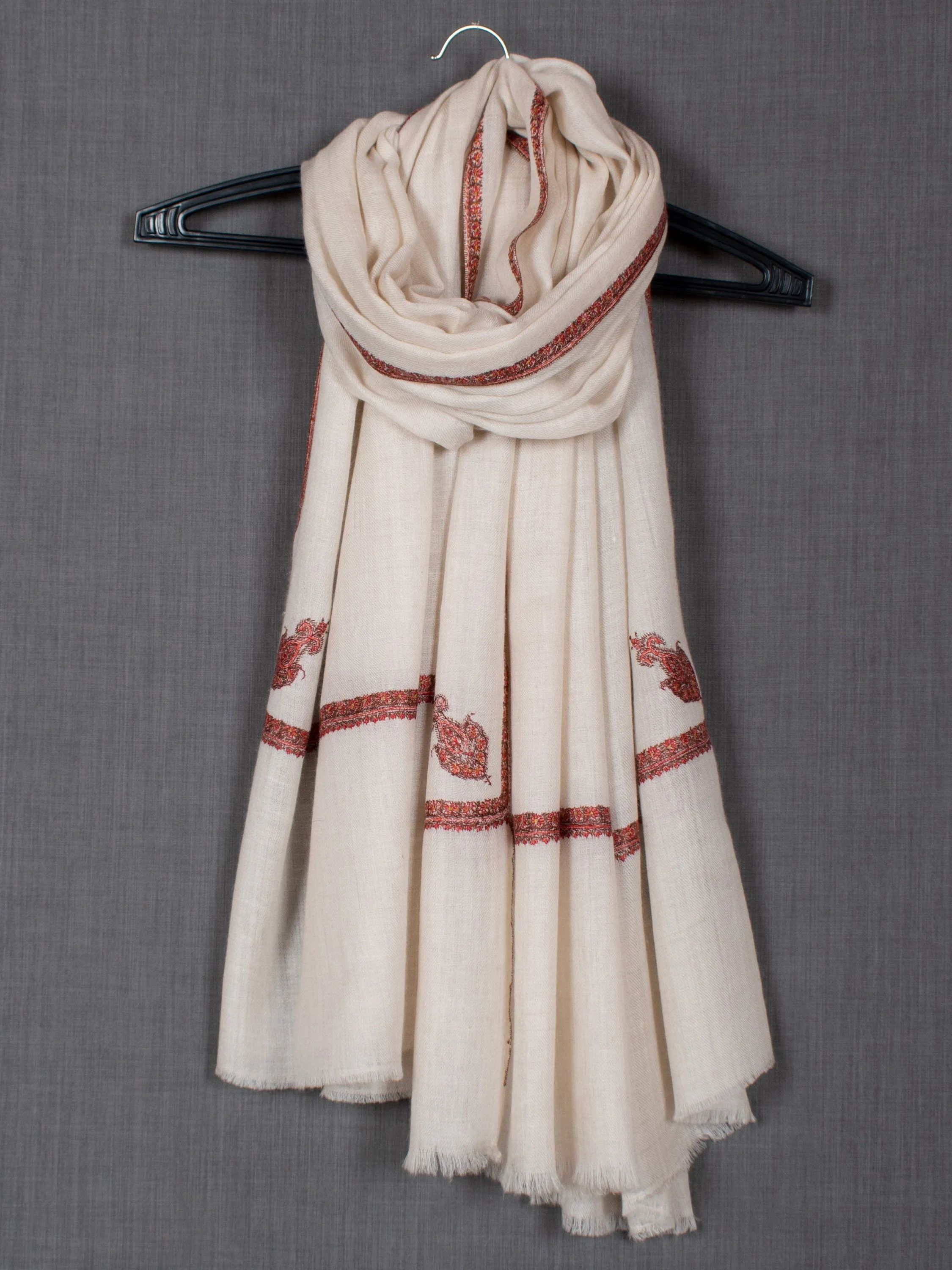 Mother's Day Sabeera Embroidered Shawl, Pure Pashmina Wrap, Very Soft, 40x80"