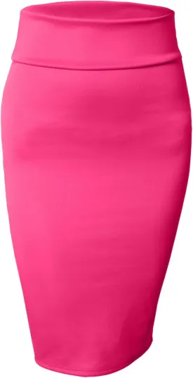 NE PEOPLE Women's Midi Skirt  Stretch Knit Bodycon Slim Fit Office Elastic Waist Pencil Solid Skirt Made in USA