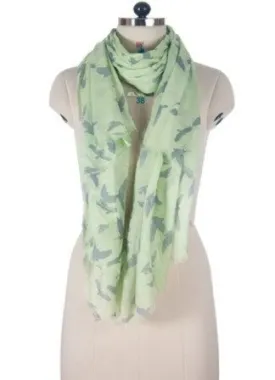 Nine Yaks Green Bird Cotton Shawl