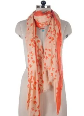 Nine Yaks Orange Bird Cotton Shawl