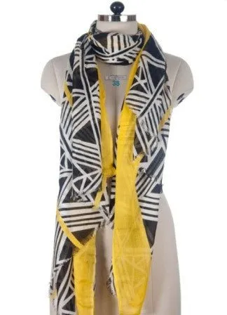 Nine Yaks Yellow Geometric Cotton Shawl