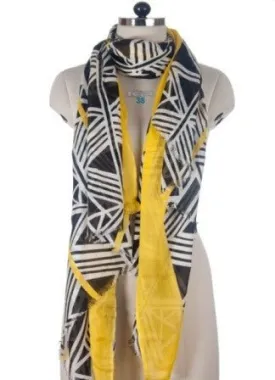 Nine Yaks Yellow Geometric Cotton Shawl