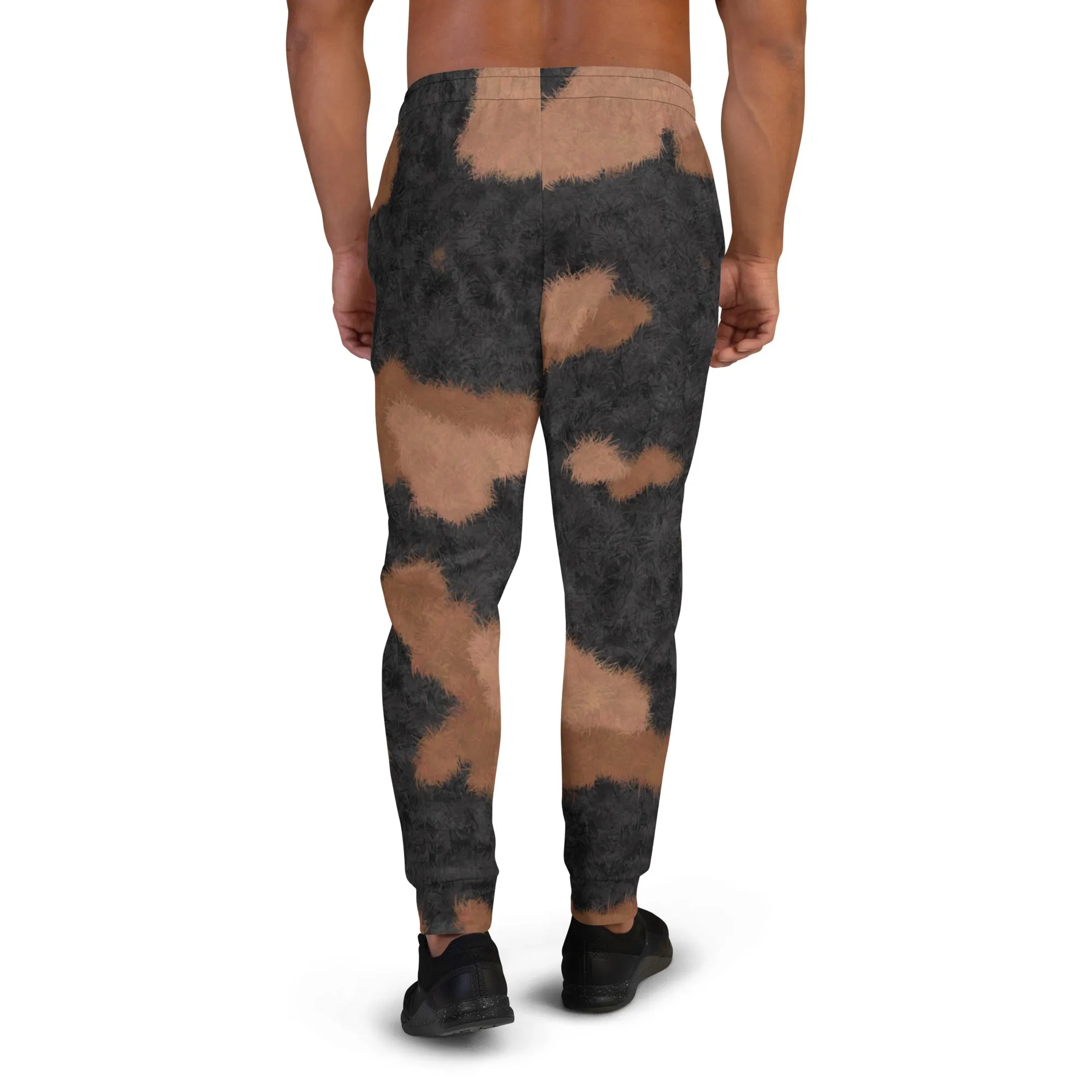 Patched Tortoiseshell Fur Print Men's Slim Fit Joggers