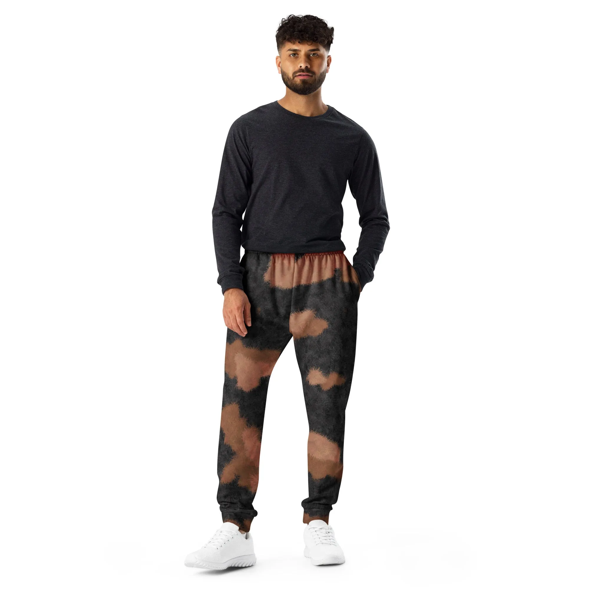 Patched Tortoiseshell Fur Print Men's Slim Fit Joggers