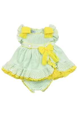 "Beatrice" Mint & Yellow Knit Tulle Dress & Bloomers