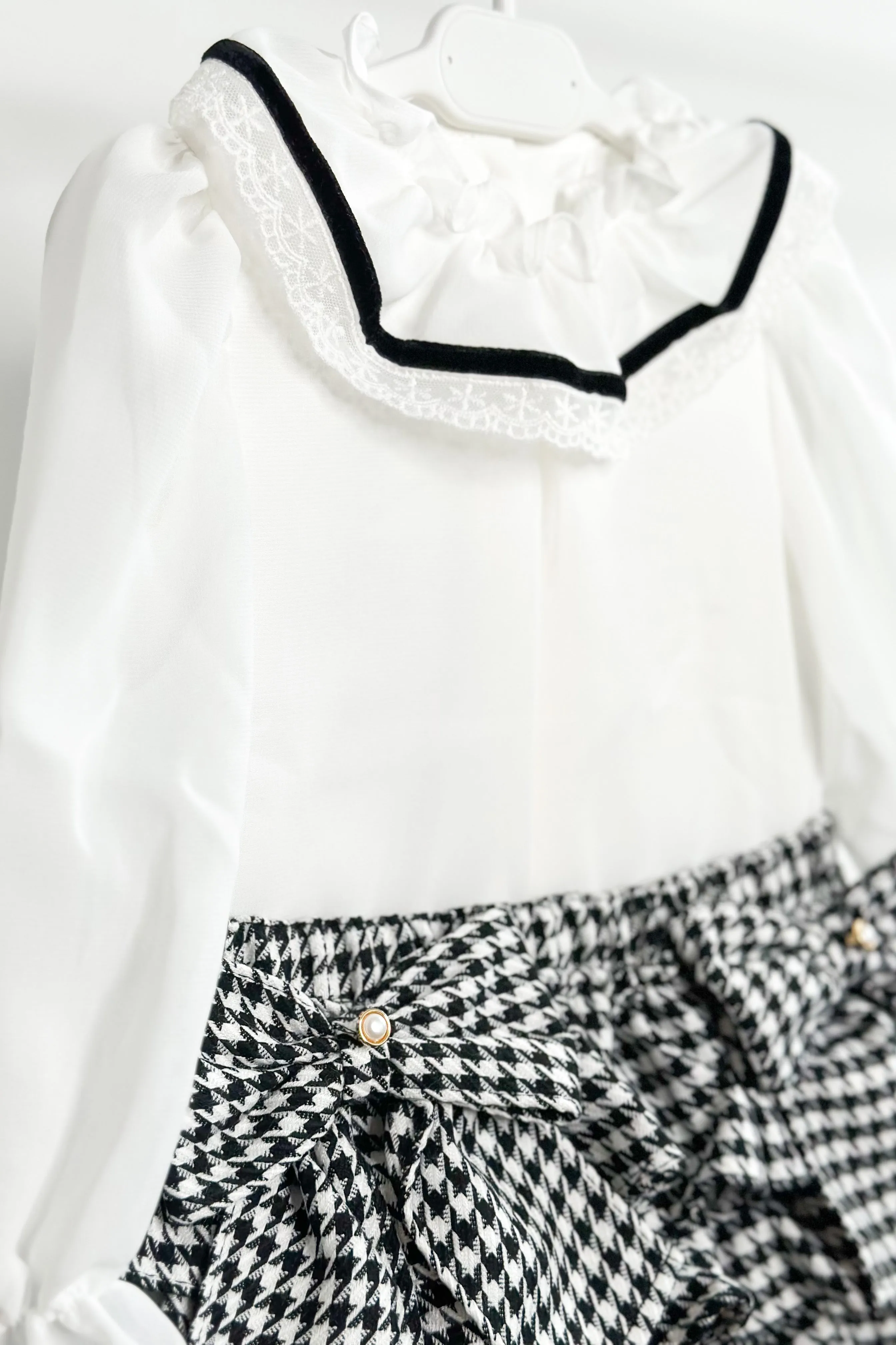 "Dixie" Blouse & Black Houndstooth Skort