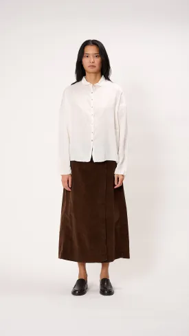 Silk Short Collar Shirt in Milk