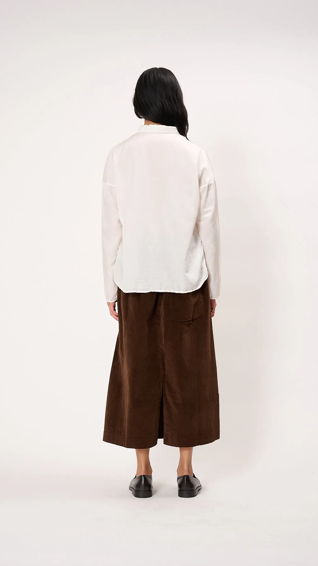 Silk Short Collar Shirt in Milk