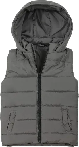 SNOW DREAMS Boys Puffer Vest Hooded Quilted Outwear Sleeveless Jacket Lined Zipper Waistcoat