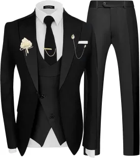 Wangyue 3 Piece Mens Tuxedo Suit Slim Fit Suits for Men Double Breasted Wedding Prom Tuxedos Blazer Vest Pants Sets 2025