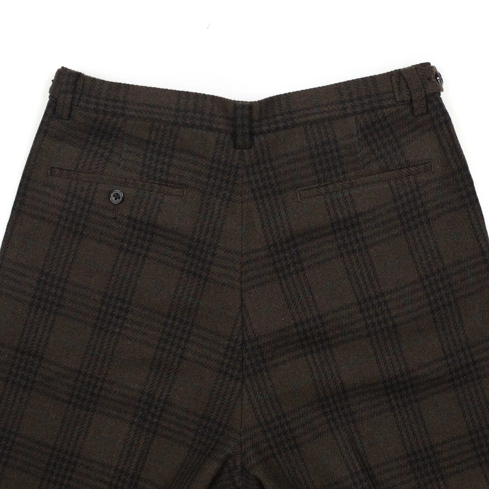 Wide flat front trousers in brown, black and green (separates)