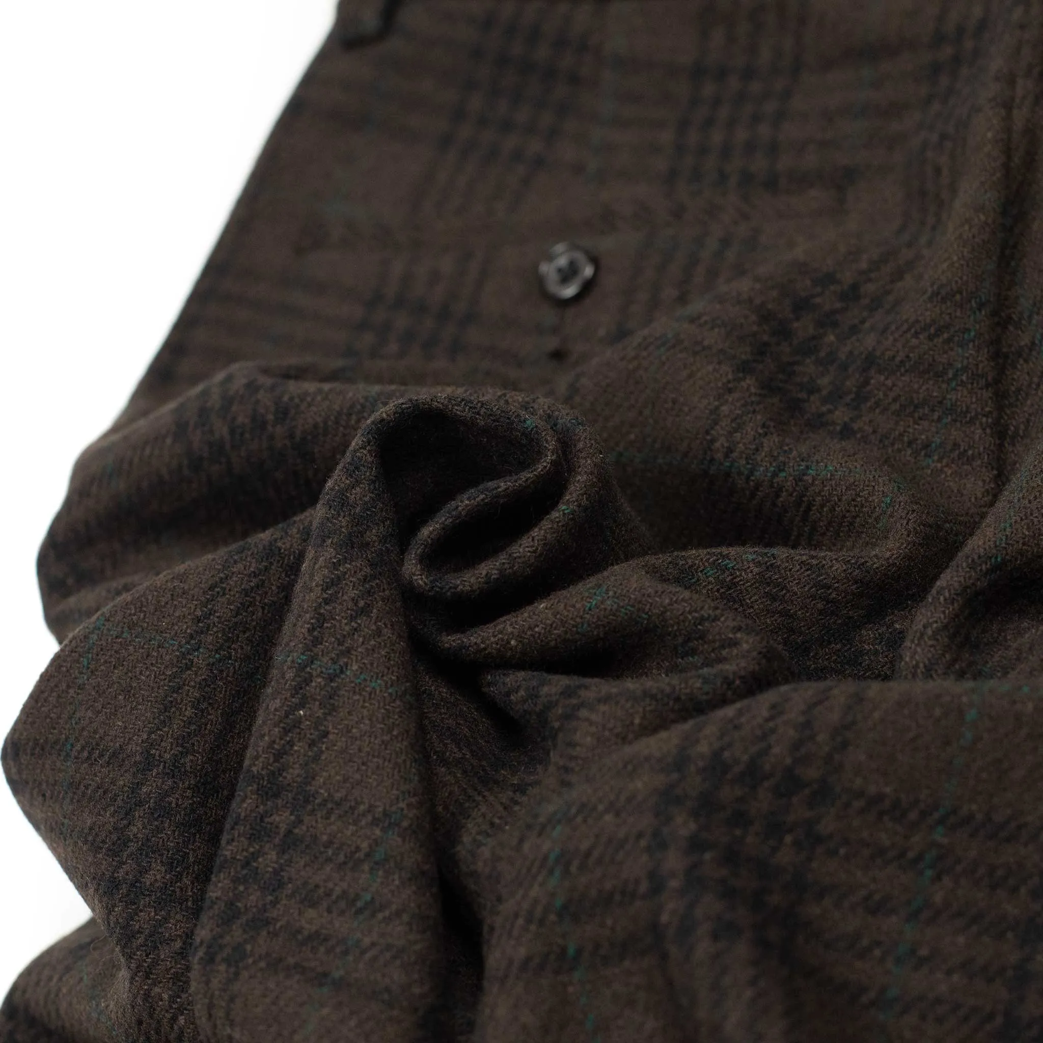 Wide flat front trousers in brown, black and green (separates)