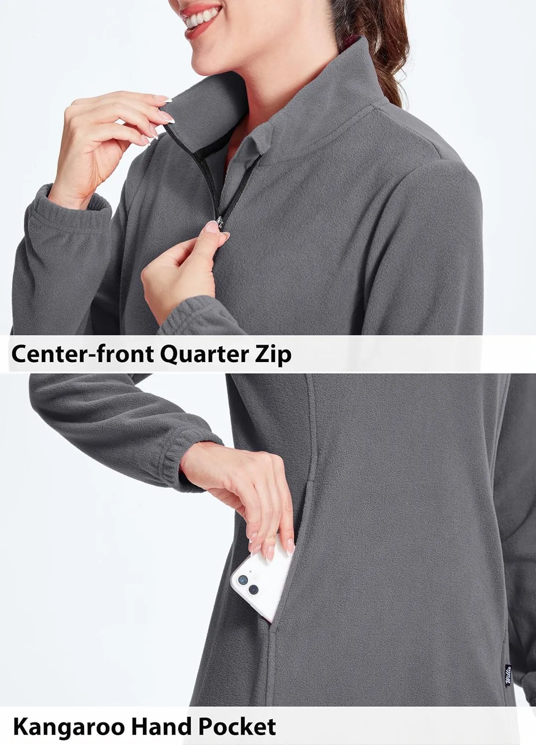 Willit Women's Fleece Dress Sweatshirt Thermal Long Pullover Polar Winter Dress with Pocket