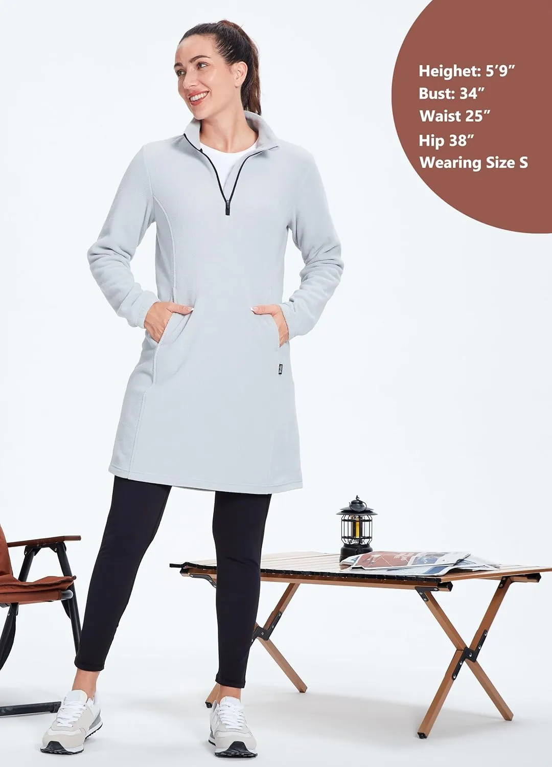 Willit Women's Fleece Dress Sweatshirt Thermal Long Pullover Polar Winter Dress with Pocket