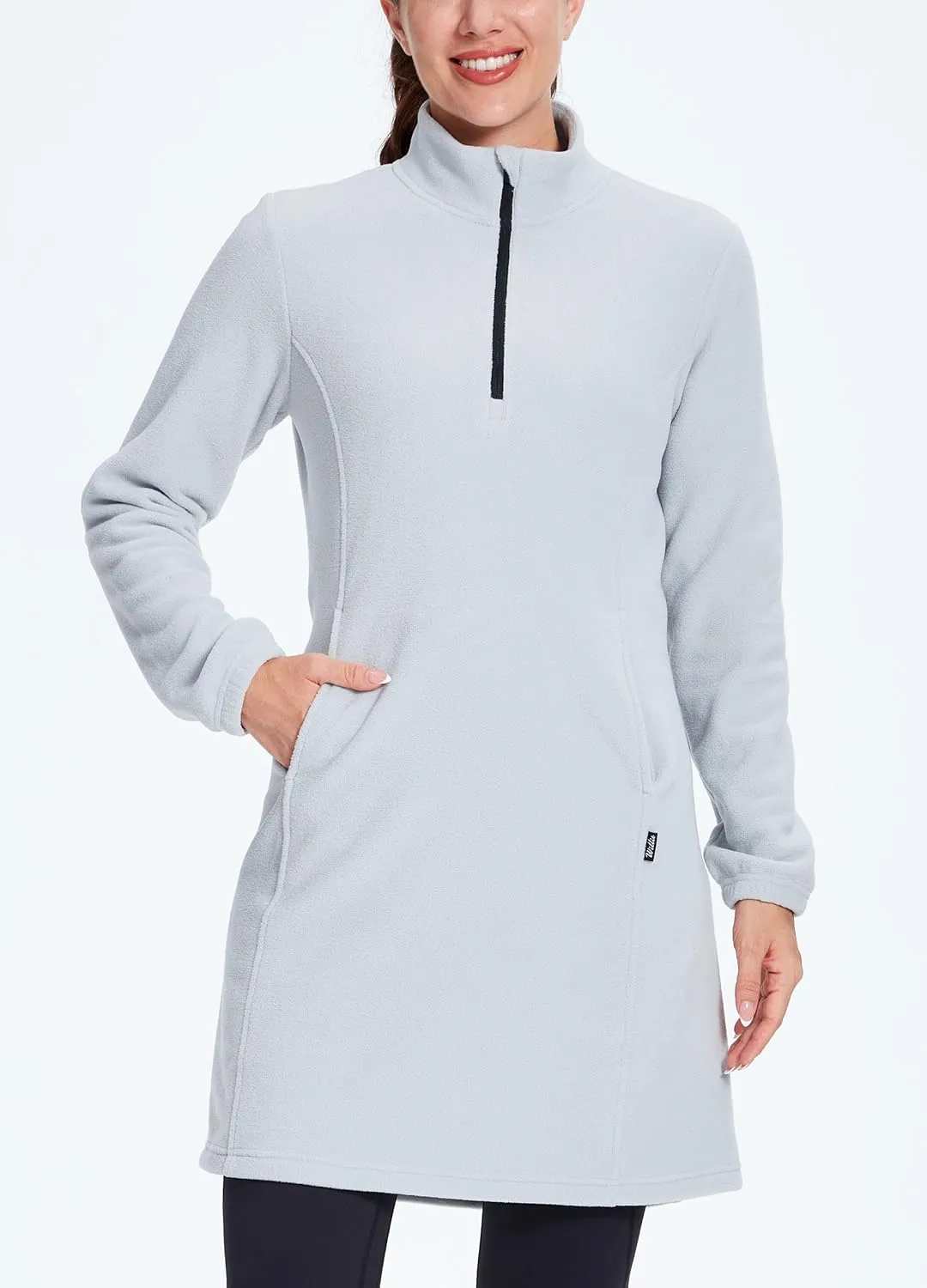 Willit Women's Fleece Dress Sweatshirt Thermal Long Pullover Polar Winter Dress with Pocket