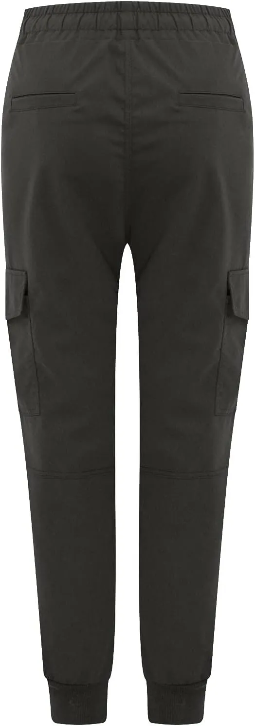 Women's Cargo Pants Tapered Leg Joggers Drawstring High Waist Pants Cotton Casual Hiking Trousers with Pockets