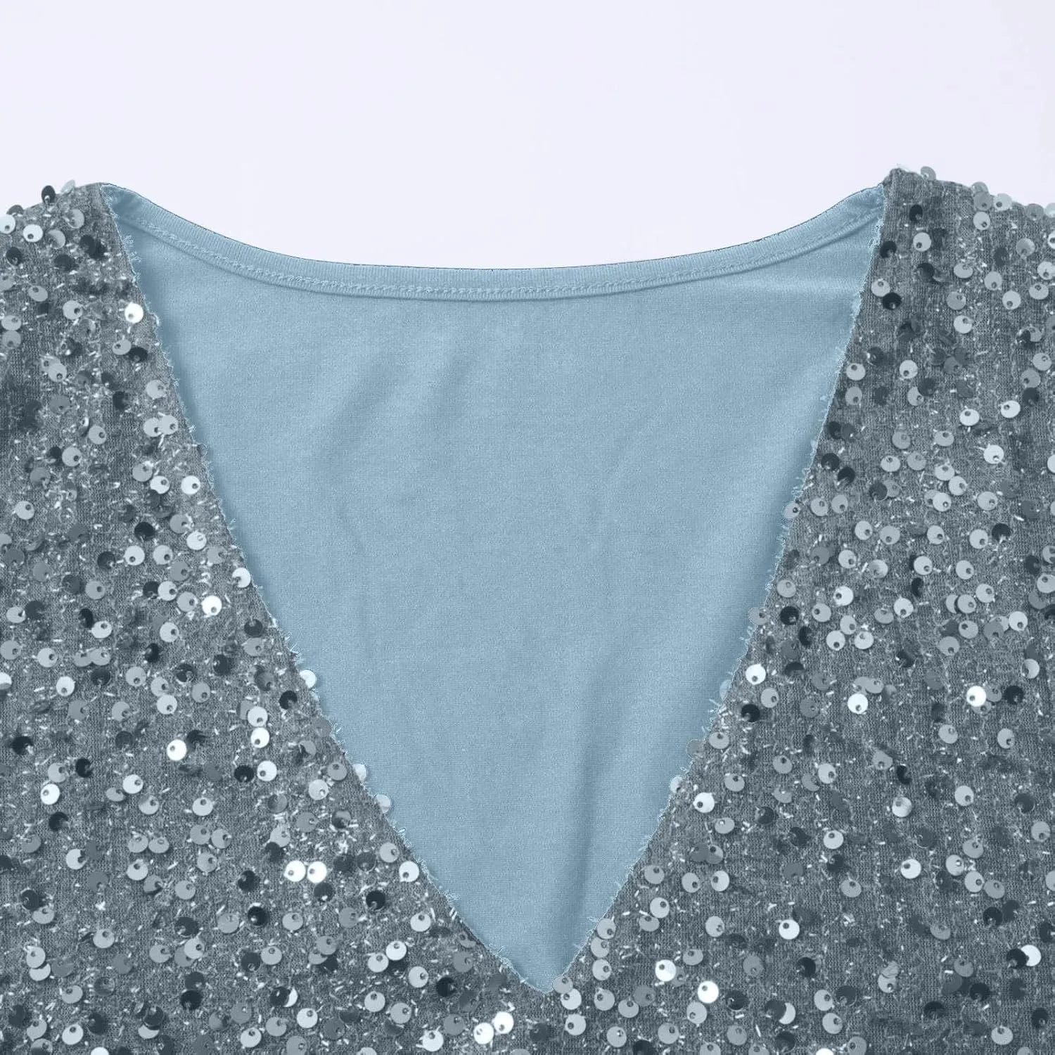 Women's Sequin Tops Sheer Long Sleeve Glitter Sparkly Party Blouse Velvet V-Neck Dressy Tops for Evening Party