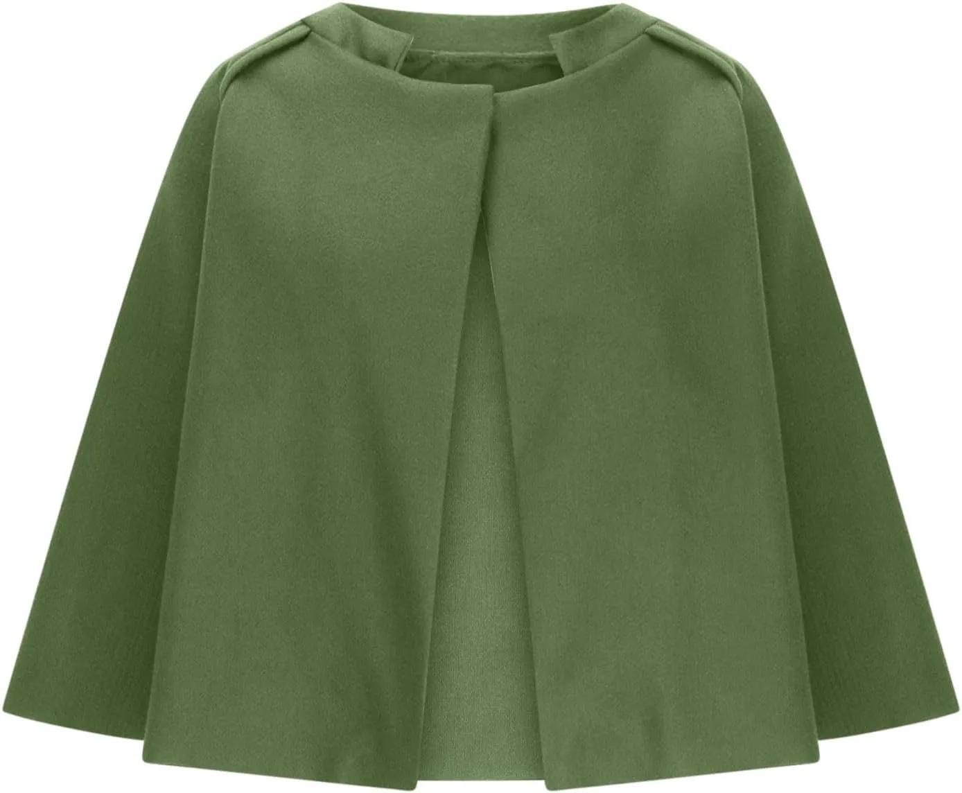 XUNRYAN Womens Trench Coat Wool-Blend Jackets Short Coats Cropped Cardigan Open Front Cape Coat Shawl Wraps Fashion Outerwear