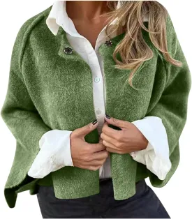 XUNRYAN Womens Trench Coat Wool-Blend Jackets Short Coats Cropped Cardigan Open Front Cape Coat Shawl Wraps Fashion Outerwear