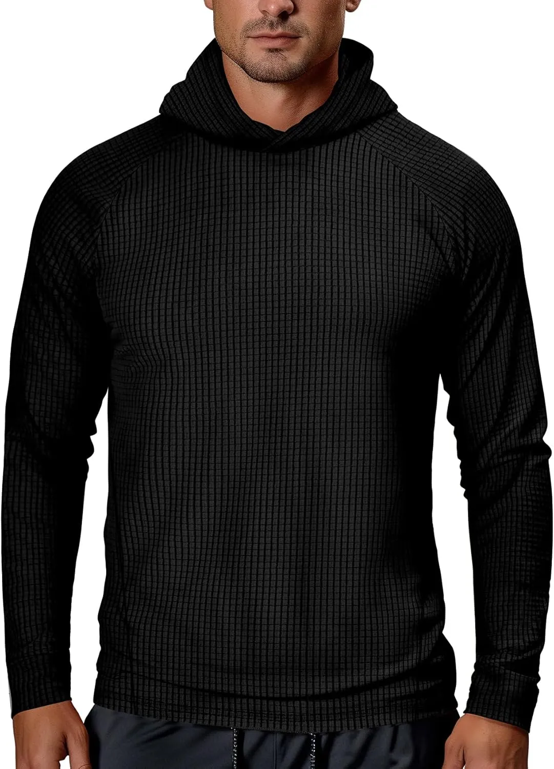 Zengjo Workout Hoodies for Men Lightweight Athletic Running Performance Pullover Hooded T-Shirts Long Sleeve Thermal