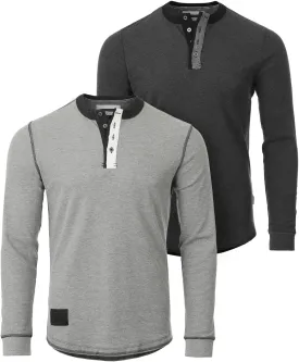 ZIMEGO Men's Long Sleeve Waffle Henley Lightweight Thermal Pullover T-Shirts