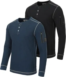 ZIMEGO Men's Long Sleeve Waffle Henley Lightweight Thermal Pullover T-Shirts